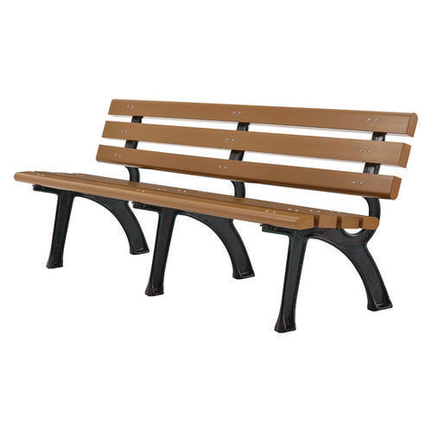 Recycled Plastic Benches With Back, 72 X 23 X 28, Tan