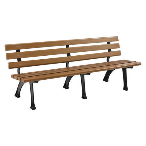 Recycled Plastic Benches With Back, 72 X 23 X 28, Tan