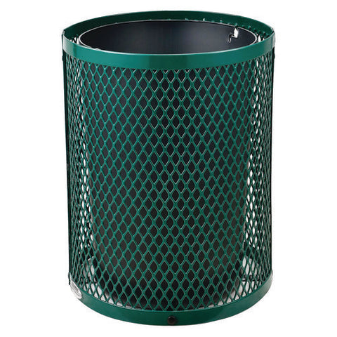 Outdoor Diamond Steel Trash Can, 36 Gal, Dome Lid, Green