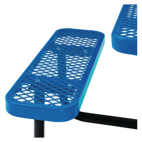 Expanded Steel Picnic Table, Square, 81 X 81 X 29.5, Blue Top, Blue Base/legs