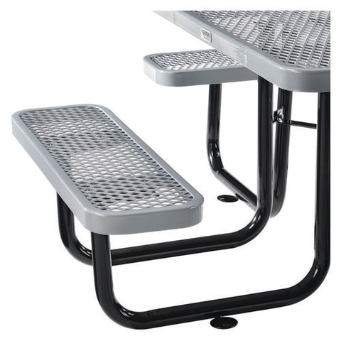 Expanded Steel Picnic Table, Square, 81 X 81 X 29.5, Gray Top, Gray Base/legs