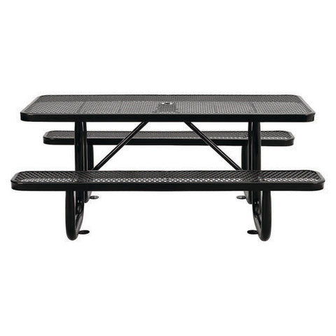 Expanded Steel Picnic Table, Rectangular, 72 X 62 X 29.5, Black Top, Black Base/legs