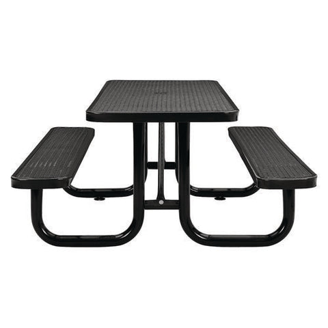 Expanded Steel Picnic Table, Rectangular, 72 X 62 X 29.5, Black Top, Black Base/legs