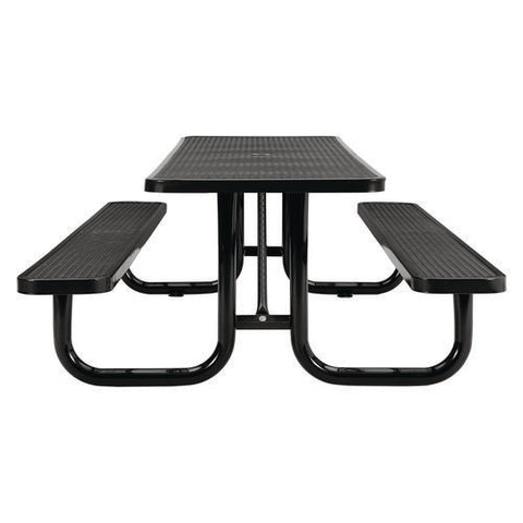 Expanded Steel Picnic Table, Rectangular, 96 X 62 X 29.5, Black Top, Black Base/legs