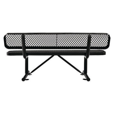 Expanded Steel Bench With Back, 72 X 24 X 33, Black