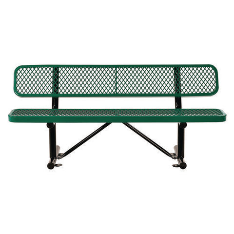 Expanded Steel Bench With Back, 72 X 24 X 33, Green