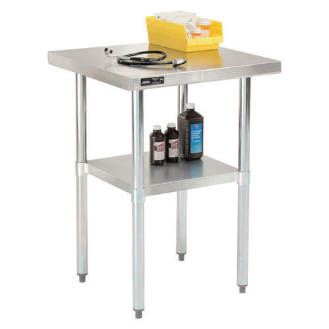 Work Table With Undershelf, Square, 24 X 24 X 35, Silver Top, Silver Base/legs