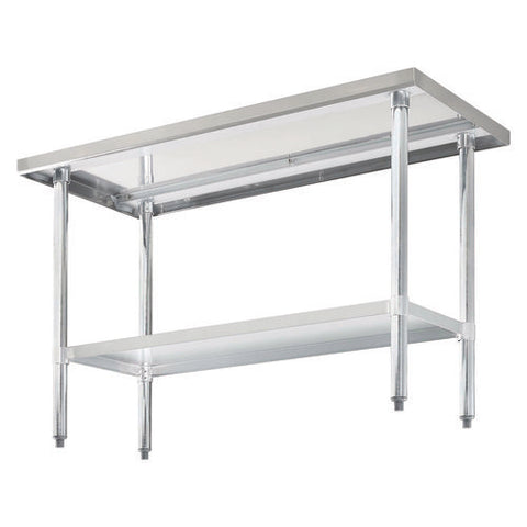 Work Table With Undershelf, Rectangular, 48 X 24 X 35, Silver Top, Silver Base/legs