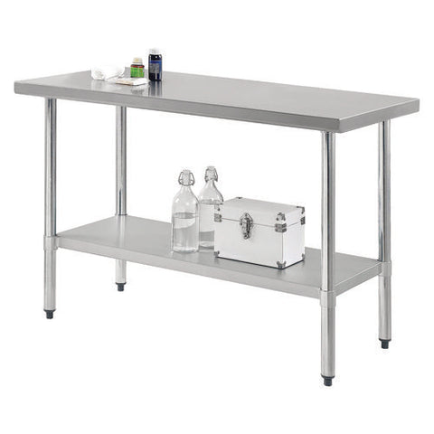 Work Table With Undershelf, Rectangular, 72 X 30 X 35, Silver Top, Silver Base/legs