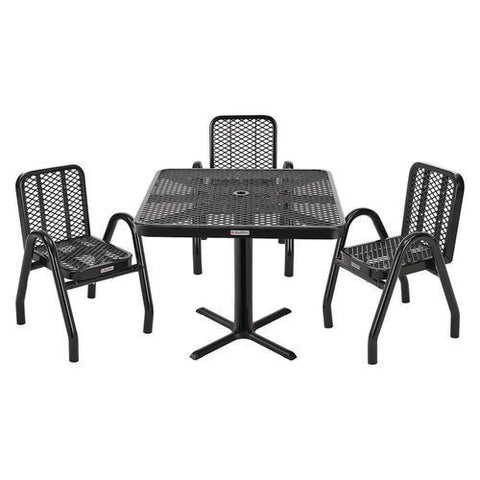 Outdoor Dining Set, Square, 36 X 36 X 29, Black Top, Black Base/legs