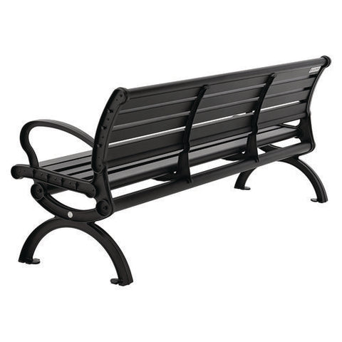 Aluminum Bench With Back, 73 X 22.75 X 30.75, Black