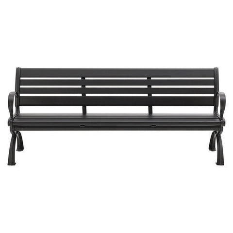 Aluminum Bench With Back, 73 X 22.75 X 30.75, Black