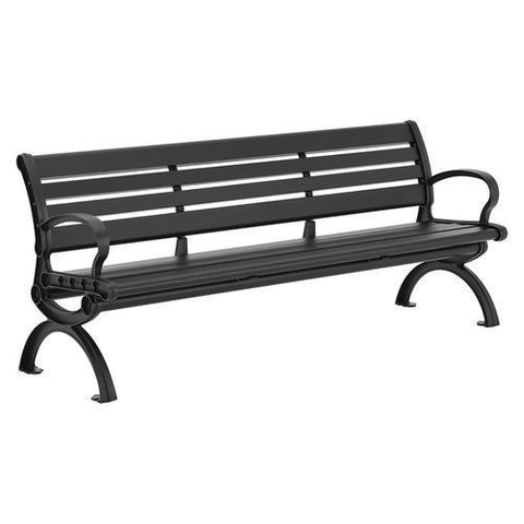 Aluminum Bench With Back, 73 X 22.75 X 30.75, Black