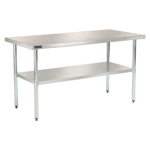 Work Table With Undershelf, Rectangular, 48 X 30 X 35, Silver Top, Silver Base/legs