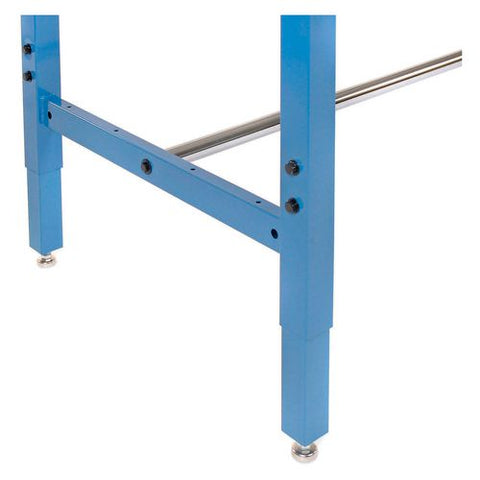 Adjustable Height Heavy Duty Workbenches, 5,000 Lbs, 48 X 36 X 31.63 To 43.63, White/blue