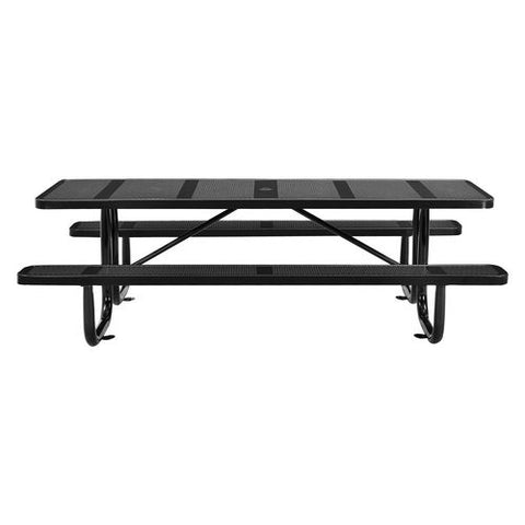 Perforated Steel Picnic Table, Rectangular, 72 X 62 X 29.5, Black Top, Black Base/legs