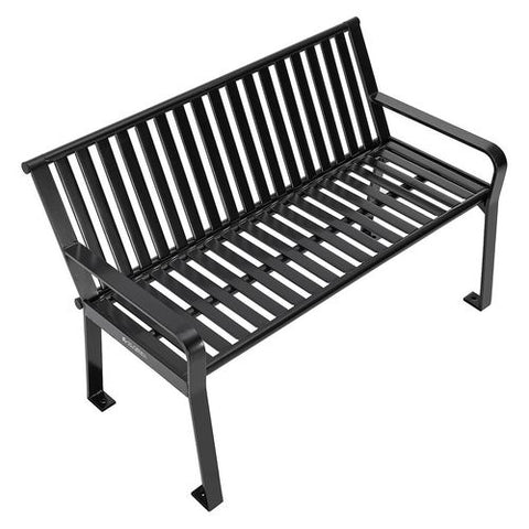 Steel Slat Benches With Back, 48 X 27 X 31, Black