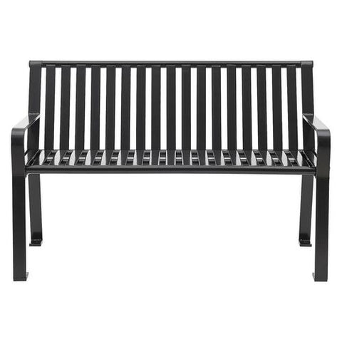 Steel Slat Benches With Back, 48 X 27 X 31, Black