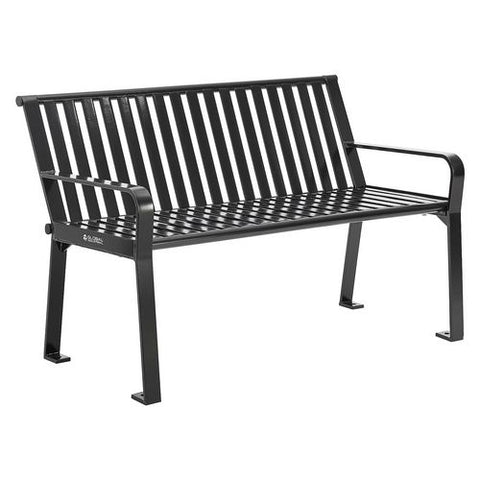 Steel Slat Benches With Back, 48 X 27 X 31, Black