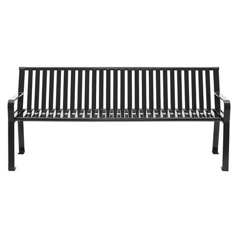 Steel Slat Benches With Back, 72 X 26 X 31, Black