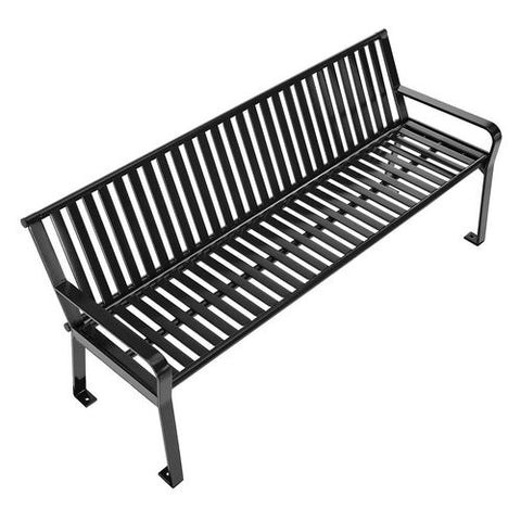 Steel Slat Benches With Back, 72 X 26 X 31, Black