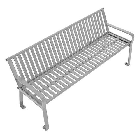 Steel Slat Benches With Back, 72 X 26 X 31, Gray