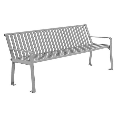 Steel Slat Benches With Back, 72 X 26 X 31, Gray