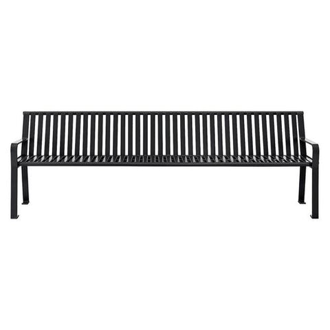 Steel Slat Benches With Back, 96 X 26 X 31, Black