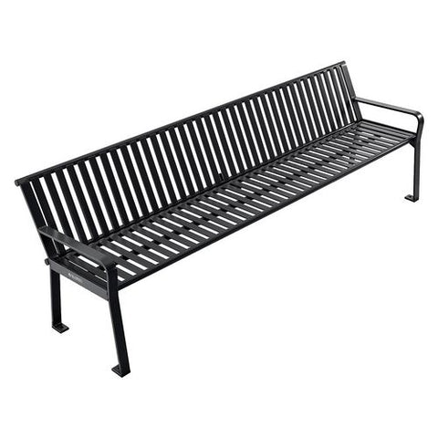 Steel Slat Benches With Back, 96 X 26 X 31, Black