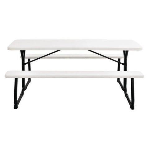 Blow-molded Plastic Picnic Table, Rectangular, 72 X 60 X 30, White Top, White Base/legs