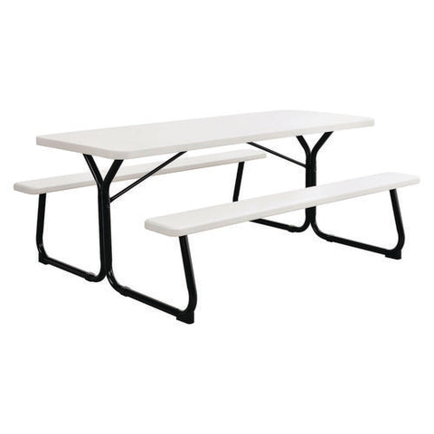 Blow-molded Plastic Picnic Table, Rectangular, 72 X 60 X 30, White Top, White Base/legs