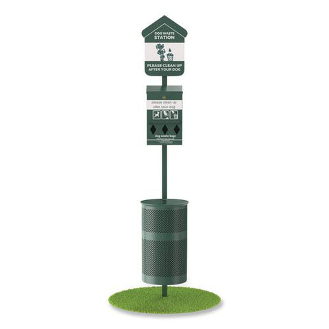 Pet Waste Station Starter Kit With Roll Bag Dispenser, Bags And Liners, 11.5 Gal, Top Door, Green