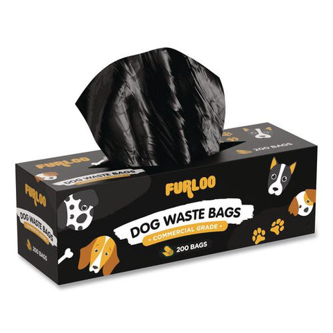 Commercial Grade Dog Waste Station Refill Bags, Open-face, 8" X 13", Black, 200 Bags/roll, 10/carton