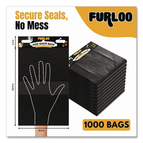 Pet Waste Station Header Heavy-duty Leak-resistant Dog Waste Refill Bags, Open-face, 8.5" X 13.4", Black, 1000 Bags/carton