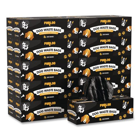Commercial Grade Dog Waste Station Refill Bags, Open-face, 8" X 13", Black, 200 Bags/roll, 20/carton
