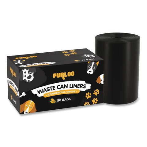 13-gallon Heavy Duty Dog Waste Station Can Liners, Open-face, 13 Gallons, 26" X 33", Black, 50 Bags/roll, 2/pack