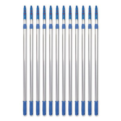 6 Ft Telescopic Aluminum Extension Pole With Click/lock Adapter Cone, 3.5 Ft To 6 Ft, Blue/silver, 12/carton