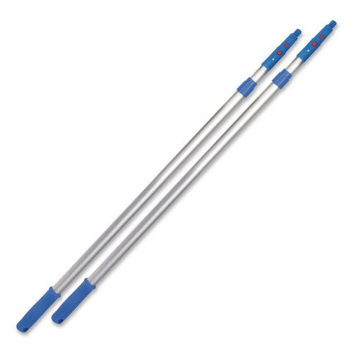 6 Ft Telescopic Aluminum Extension Pole With Click/lock Adapter Cone, 3.5 Ft To 6 Ft, Blue/silver, 2/pack