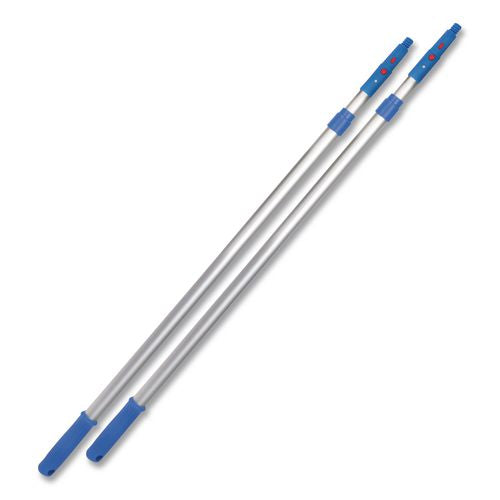 6 Ft Telescopic Aluminum Extension Pole With Click/lock Adapter Cone, 3.5 Ft To 6 Ft, Blue/silver, 3/pack
