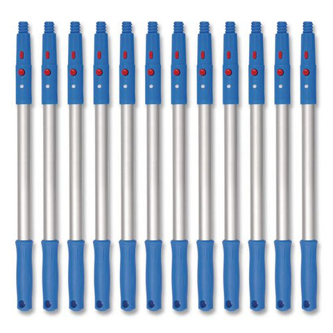 20" Aluminum Pole With Click/lock Adapter Cone, Blue/silver, 12/pack