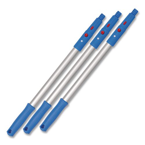 20" Aluminum Pole With Click/lock Adapter Cone, Blue/silver, 3/pack