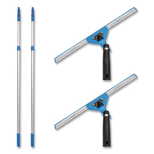 Pro Window Washing Kit With Swivel Squeegee And 6 Ft Telescopic Pole, 14" Wide Blade, 2/kit