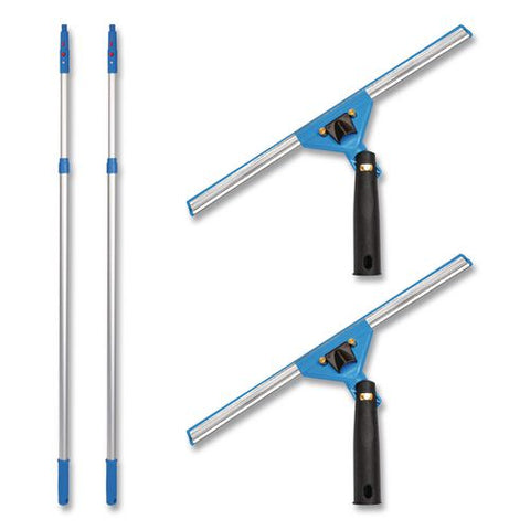 Pro Window Washing Kit With Swivel Squeegee And 6 Ft Telescopic Pole, 14" Wide Blade, 2/kit