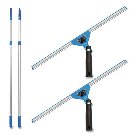 Pro Window Washing Kit With Swivel Squeegee And 6 Ft Telescopic Pole, 18" Wide Blade, 2/kit