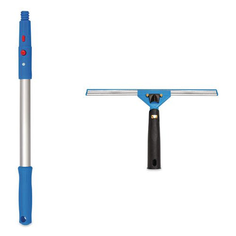 Pro Window Washing Kit With Swivel Window Squeegee And 20" Pole, 14" Wide Blade, 2/kit