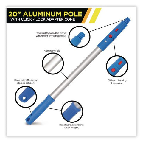 Pro Window Washing Kit With Swivel Window Squeegee And 20" Pole, 14" Wide Blade, 3/kit