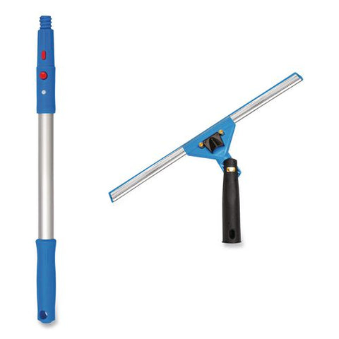 Pro Window Washing Kit With Swivel Window Squeegee And 20" Pole, 14" Wide Blade