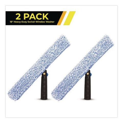 Heavy-duty Swivel Window Washer, 18" Wide Blade, 2/pack