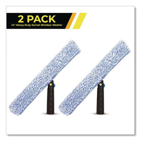 Heavy-duty Swivel Window Washer, 14" Wide Blade, 2/pack