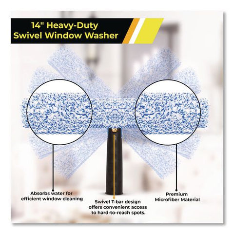 Heavy-duty Swivel Window Washer, 14" Wide Blade, 2/pack